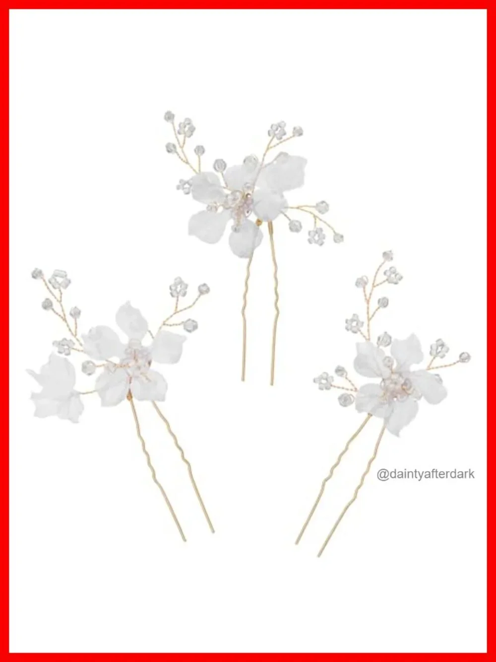 3Pcs White Bridal Hair Pins Combs Headpieces Hair Accessories Set
